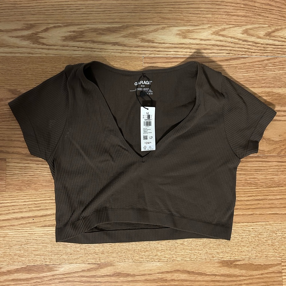 Garage Black Fitted Crop Top